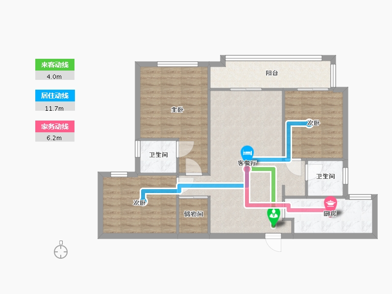 湖南省-长沙市-中海熙湾建面114m²-83.26-户型库-动静线