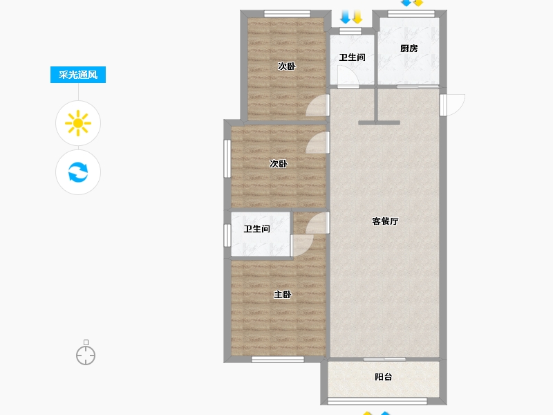 湖南省-长沙市-中海熙湾建面120m²-89.29-户型库-采光通风