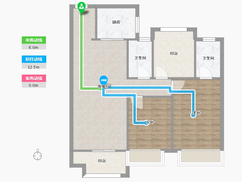 湖南省-长沙市-中海阅麓山建面98m²-76.61-户型库-动静线