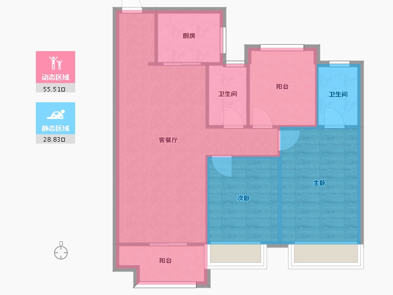 湖南省-长沙市-中海阅麓山建面98m²-76.61-户型库-动静分区