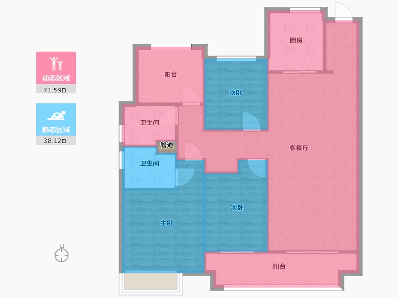 湖南省-长沙市-中海阅麓山建面128m²-100.59-户型库-动静分区