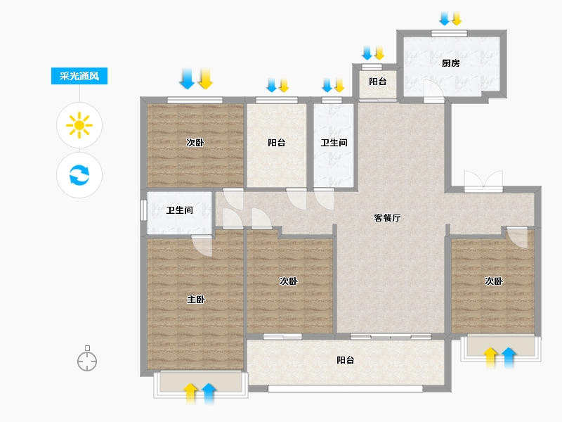 湖南省-长沙市-中海阅麓山建面168m²-144.15-户型库-采光通风