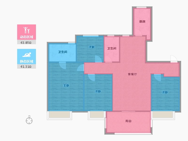 湖南省-长沙市-中梁云麓传奇12号,8号,9号建面143m²-114.44-户型库-动静分区