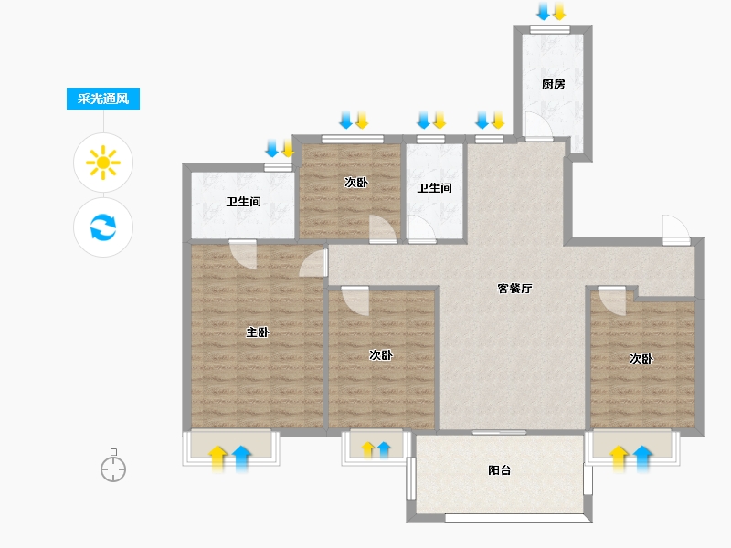 湖南省-长沙市-中梁云麓传奇12号,8号,9号建面143m²-114.44-户型库-采光通风