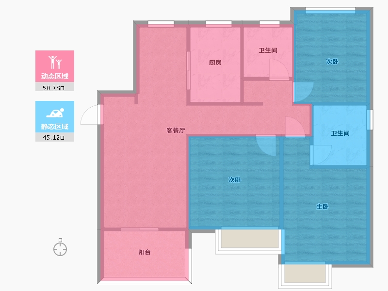 湖南省-长沙市-中梁云麓传奇12号,13号,14号,16号,8号,9号建面119m²-86.79-户型库-动静分区