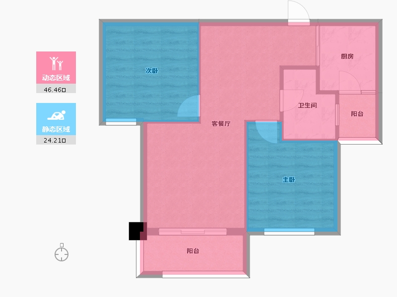 湖南省-长沙市-中央美郡建面84m²-63.94-户型库-动静分区