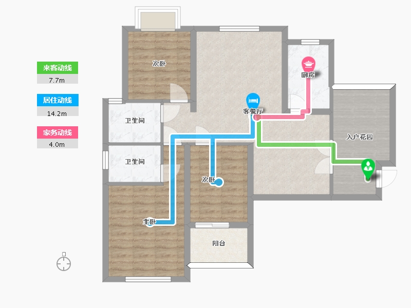 湖南省-长沙市-中央美郡建面118m²-90.87-户型库-动静线