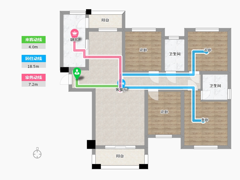 湖南省-长沙市-中央美郡建面142m²-97.62-户型库-动静线