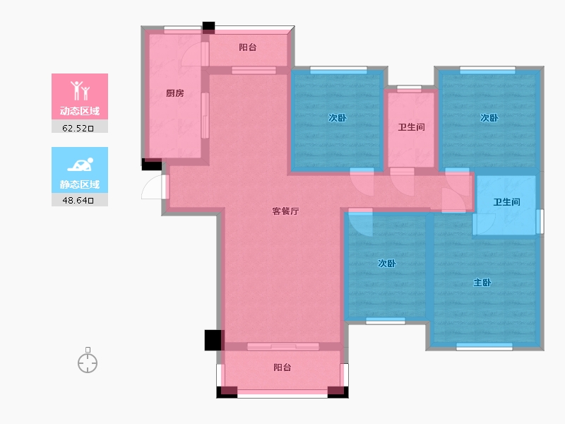 湖南省-长沙市-中央美郡建面142m²-97.62-户型库-动静分区