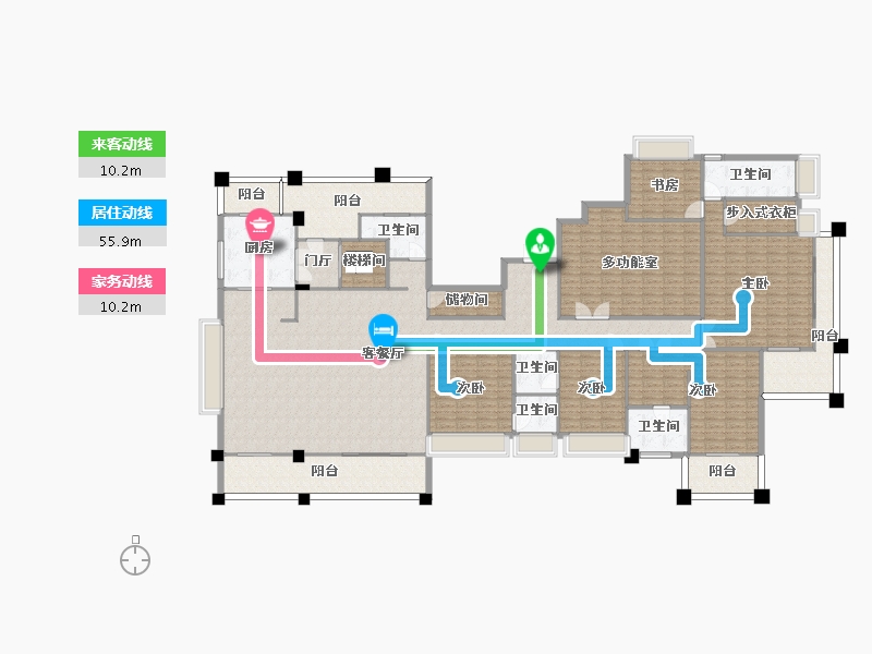 湖南省-长沙市-天际藏玉4号楼建面412m²-304.47-户型库-动静线