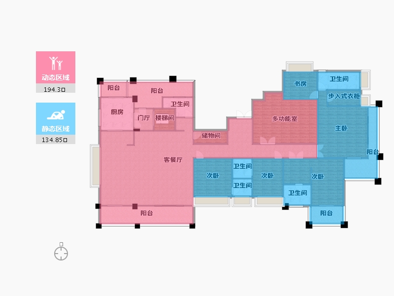 湖南省-长沙市-天际藏玉4号楼建面412m²-304.47-户型库-动静分区