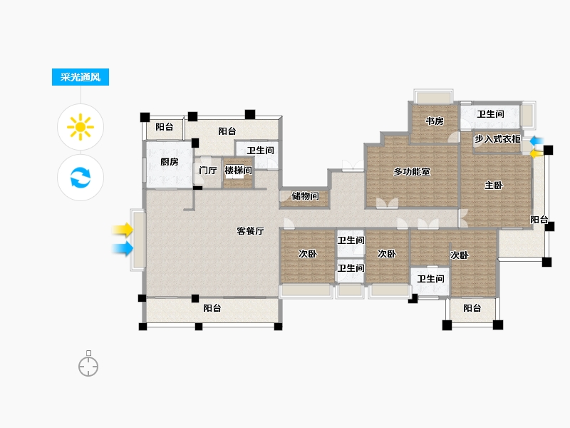 湖南省-长沙市-天际藏玉4号楼建面412m²-304.47-户型库-采光通风