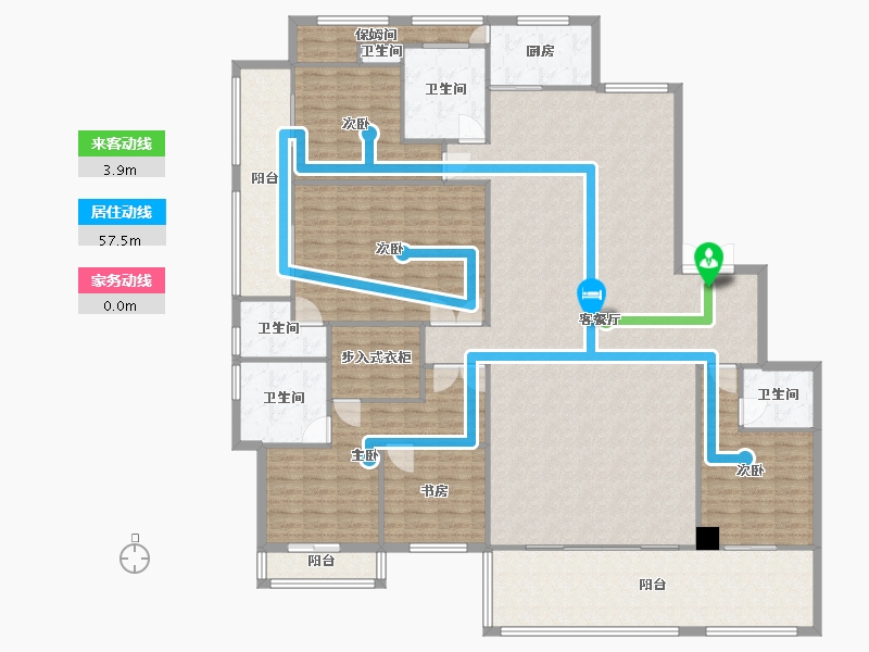 湖南省-长沙市-天际藏玉1号楼,2号楼,3号楼建面298m²-220.39-户型库-动静线