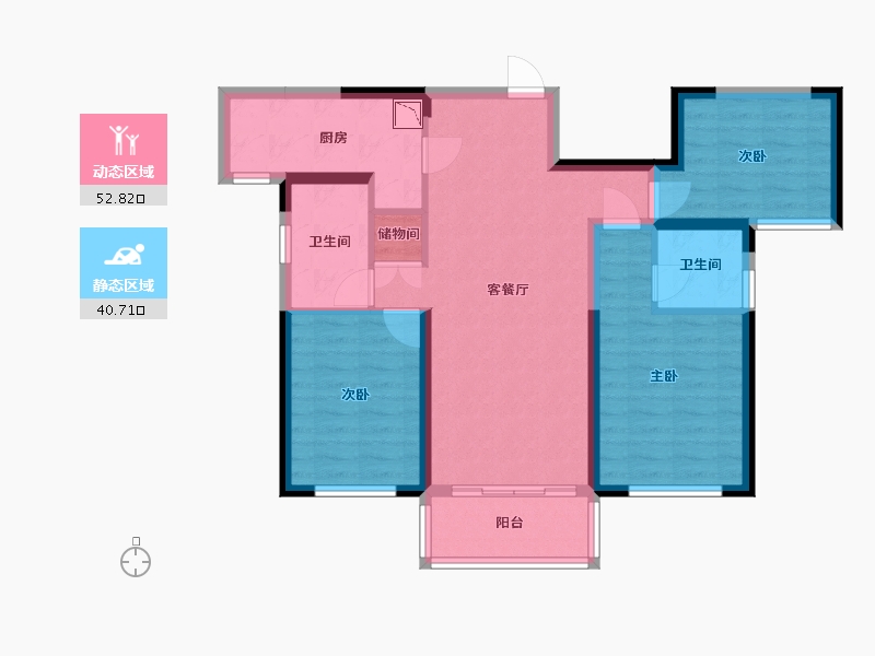 湖南省-长沙市-绿地长沙城际空间站8栋,9栋建面120m²-82.68-户型库-动静分区