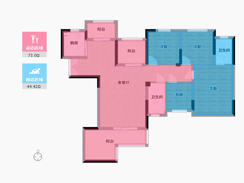 湖南省-长沙市-泰禹云开壹品六期2号楼建面135m²-104.10-户型库-动静分区