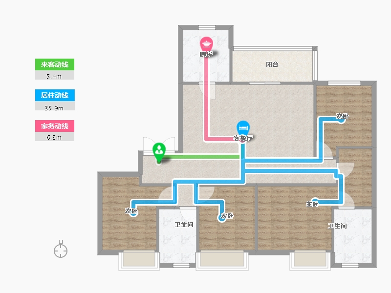 湖南省-长沙市-阳光城尚东湾愉景9栋建面150m²-120.00-户型库-动静线