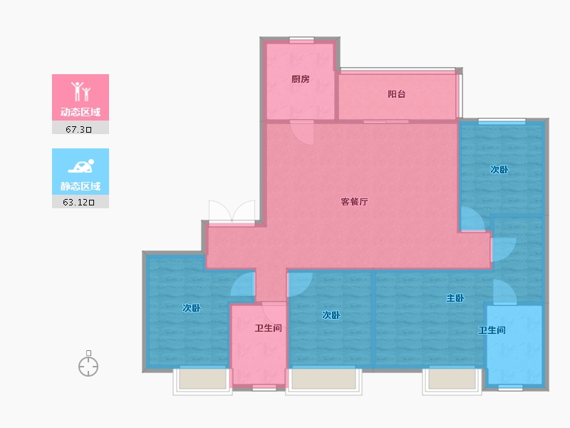 湖南省-长沙市-阳光城尚东湾愉景9栋建面150m²-120.00-户型库-动静分区