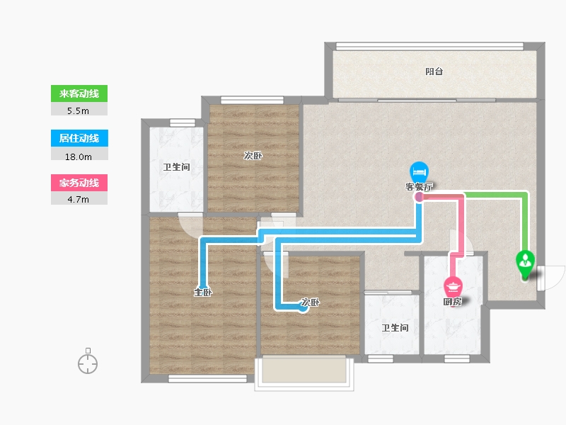 湖南省-长沙市-阳光城尚东湾愉景2栋,榆景1栋建面116m²-92.80-户型库-动静线