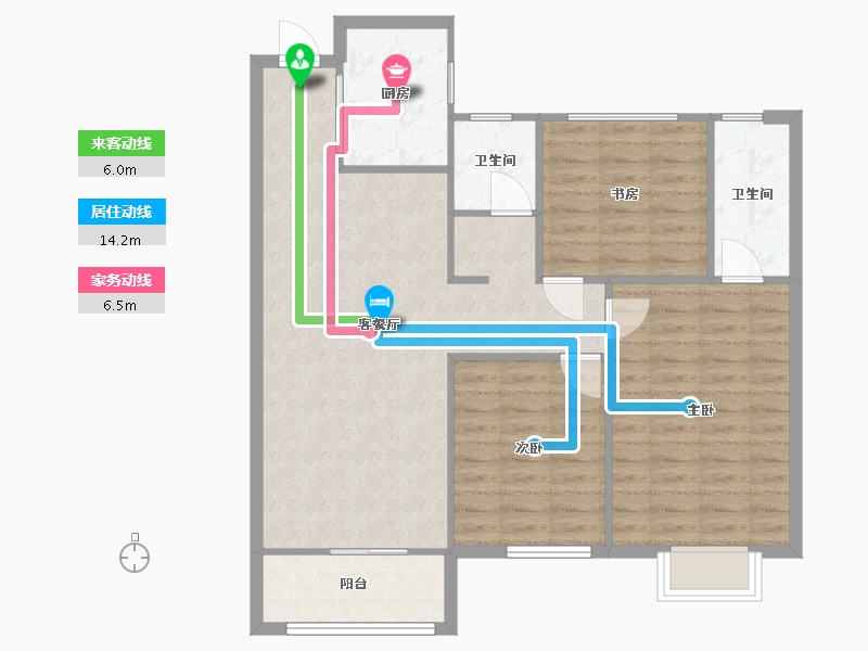 湖南省-长沙市-阳光城尚东湾愉景4栋,凌云5栋,愉景7栋,愉景11栋,愉景12栋建面113m²-90.40-户型库-动静线