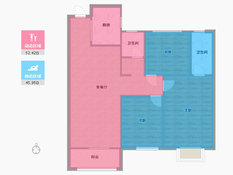 湖南省-长沙市-阳光城尚东湾愉景4栋,凌云5栋,愉景7栋,愉景11栋,愉景12栋建面113m²-90.40-户型库-动静分区