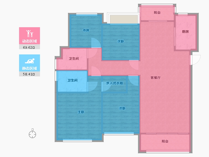 湖南省-长沙市-阳光城尚东湾愉景4栋,凌云5栋,愉景7栋,愉景11栋,愉景12栋建面147m²-117.60-户型库-动静分区