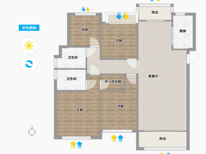 湖南省-长沙市-阳光城尚东湾愉景4栋,凌云5栋,愉景7栋,愉景11栋,愉景12栋建面147m²-117.60-户型库-采光通风