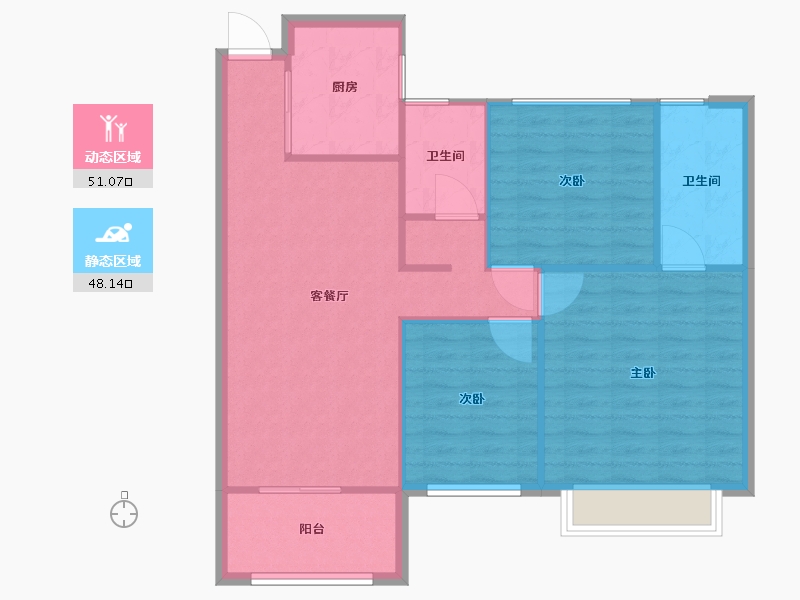 湖南省-长沙市-阳光城尚东湾愉景8栋,愉景10栋建面114m²-91.20-户型库-动静分区