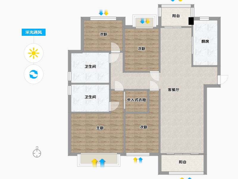 湖南省-长沙市-阳光城尚东湾愉景8栋,榆景10栋建面139m²-111.20-户型库-采光通风