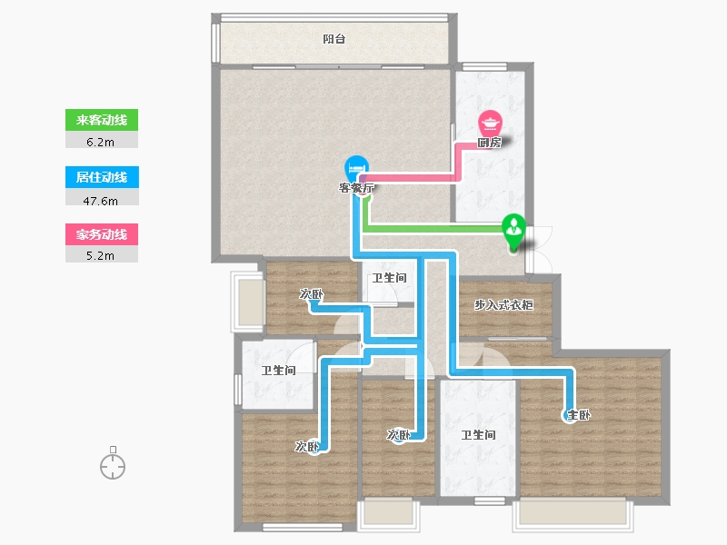 湖南省-长沙市-阳光城尚东湾愉景9栋建面180m²-144.00-户型库-动静线