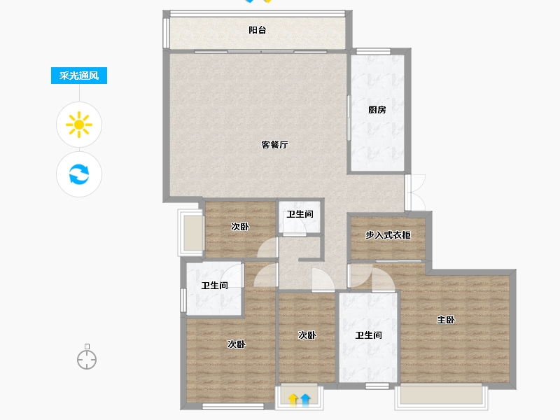 湖南省-长沙市-阳光城尚东湾愉景9栋建面180m²-144.00-户型库-采光通风