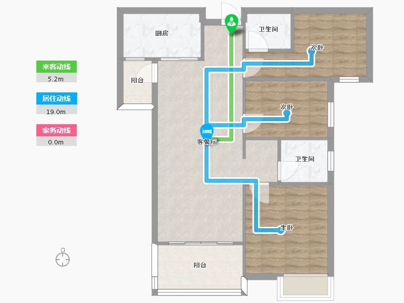 湖南省-长沙市-长房明宸府5号楼,6号楼,12号楼,11号楼建面100m²-80.00-户型库-动静线