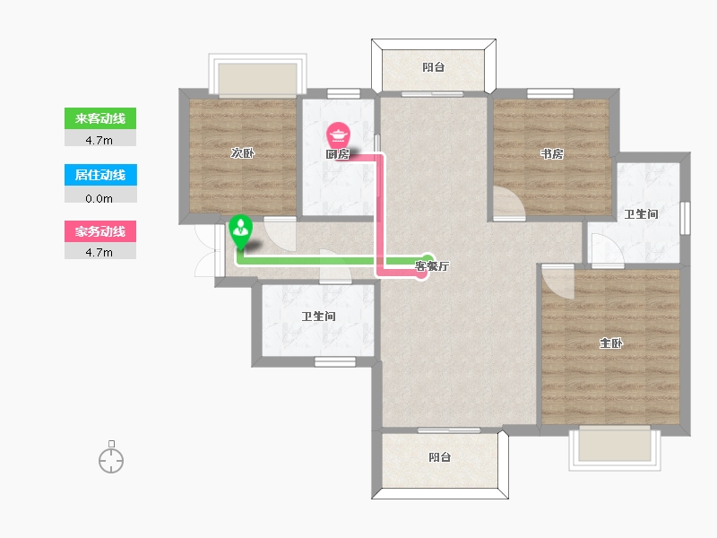 湖南省-长沙市-长沙平吉上苑A1户型建面114m²-81.91-户型库-动静线