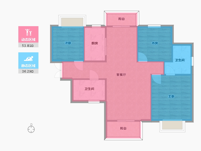 湖南省-长沙市-长沙平吉上苑A1户型建面114m²-81.91-户型库-动静分区