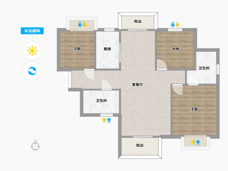 湖南省-长沙市-长沙平吉上苑A1户型建面114m²-81.91-户型库-采光通风