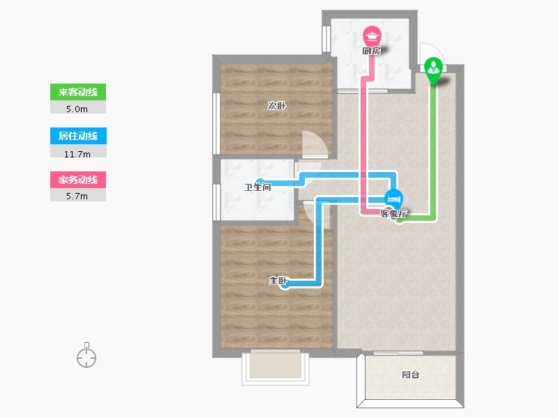 湖南省-长沙市-长沙平吉上苑建面82m²-65.60-户型库-动静线