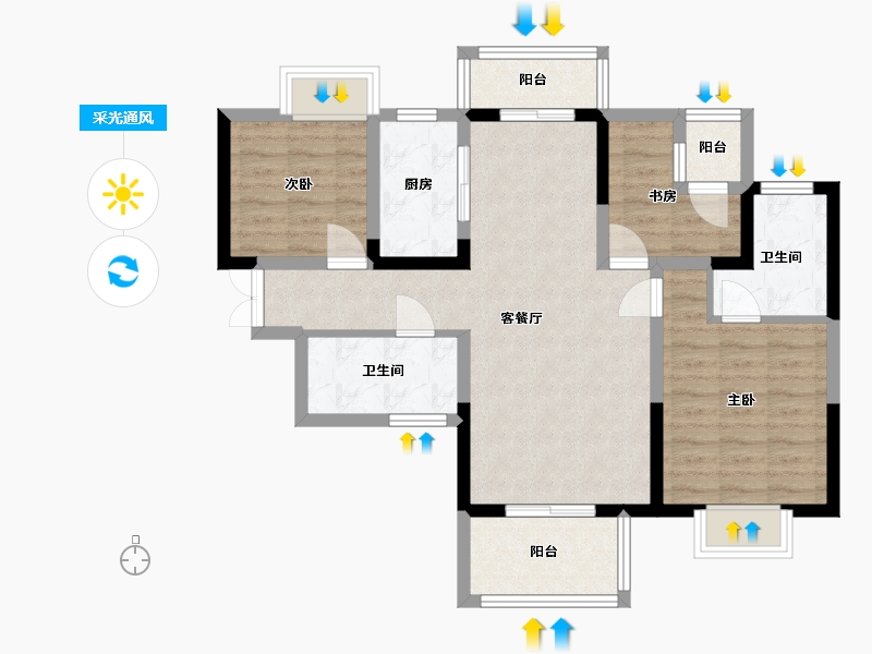 湖南省-长沙市-长沙平吉上苑建面114m²-80.45-户型库-采光通风