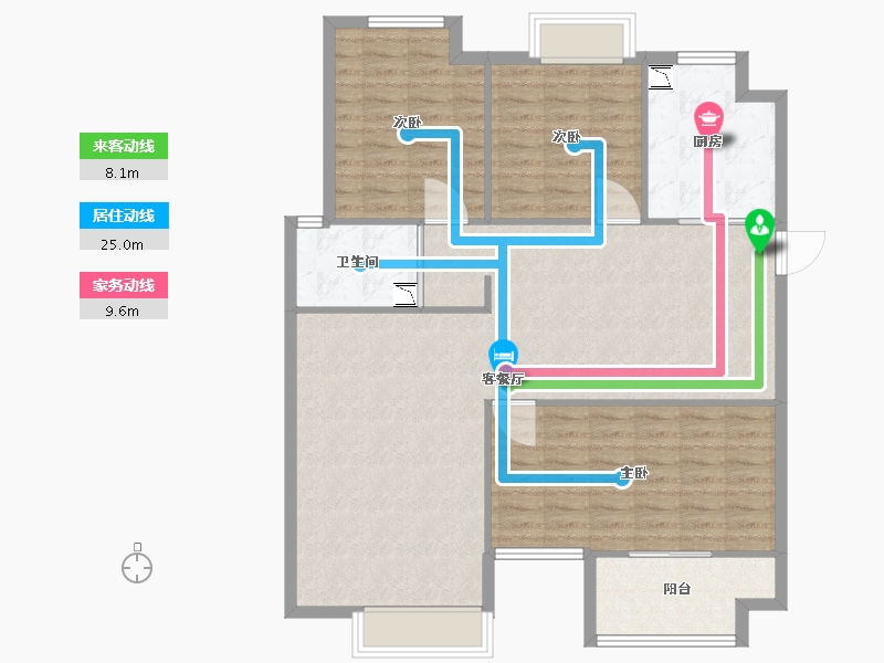 湖南省-长沙市-正荣悦玺建面139m²-111.20-户型库-动静线