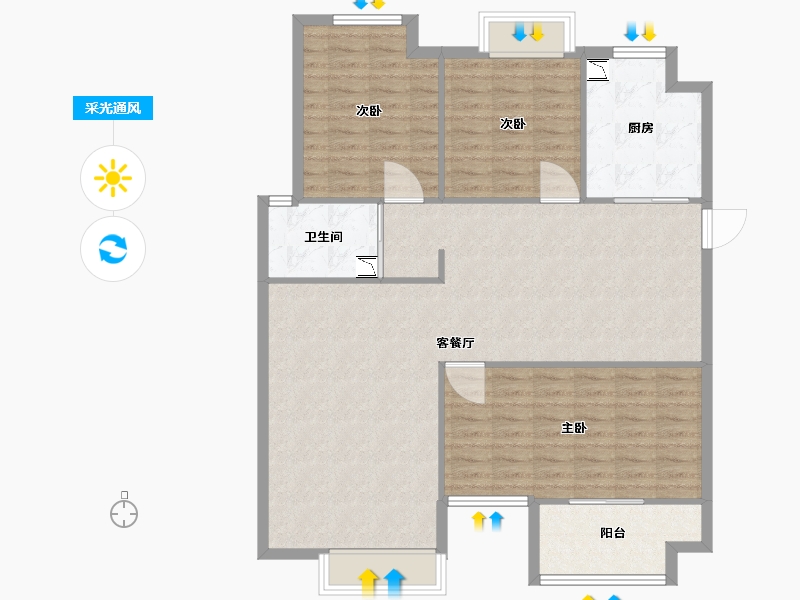 湖南省-长沙市-正荣悦玺建面139m²-111.20-户型库-采光通风