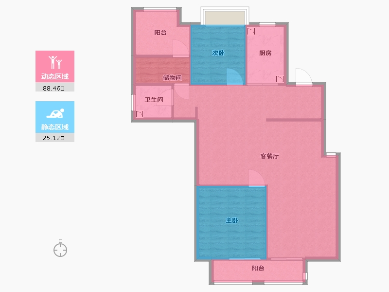 湖南省-长沙市-正荣悦玺建面130m²-104.00-户型库-动静分区