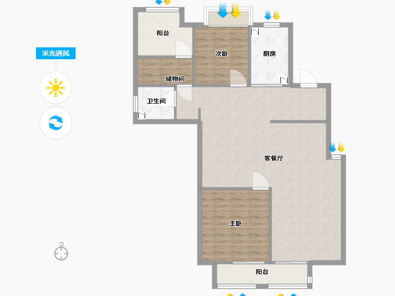 湖南省-长沙市-正荣悦玺建面130m²-104.00-户型库-采光通风