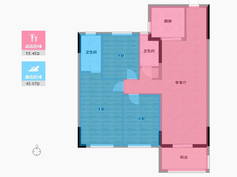 湖南省-长沙市-中海珑悦府8号楼,5号楼建面115m²-88.77-户型库-动静分区