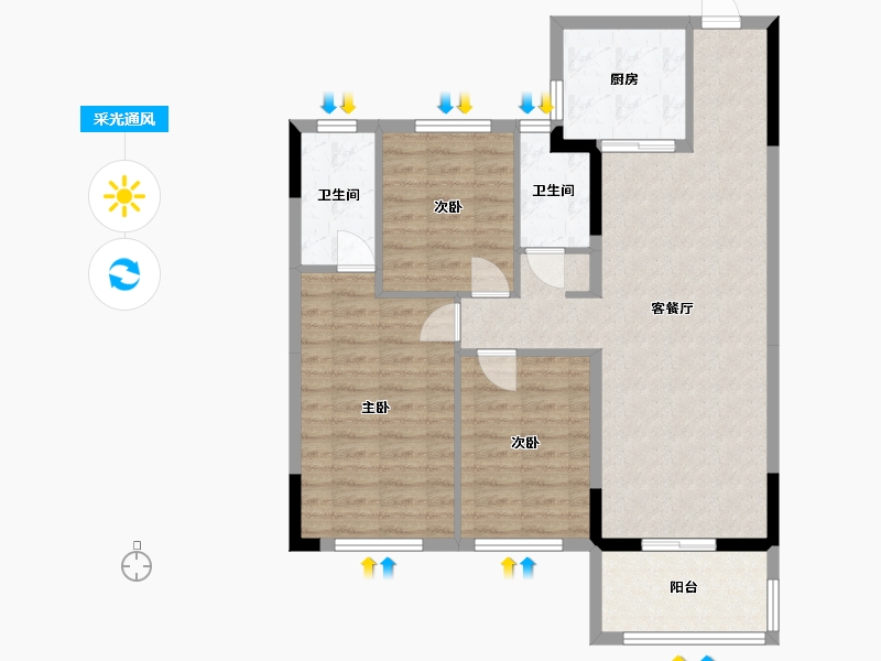 湖南省-长沙市-中海珑悦府8号楼,5号楼建面115m²-88.77-户型库-采光通风