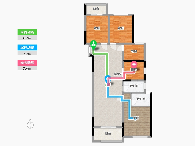 湖南省-长沙市-中海珑悦府8号楼建面132m²-100.14-户型库-动静线