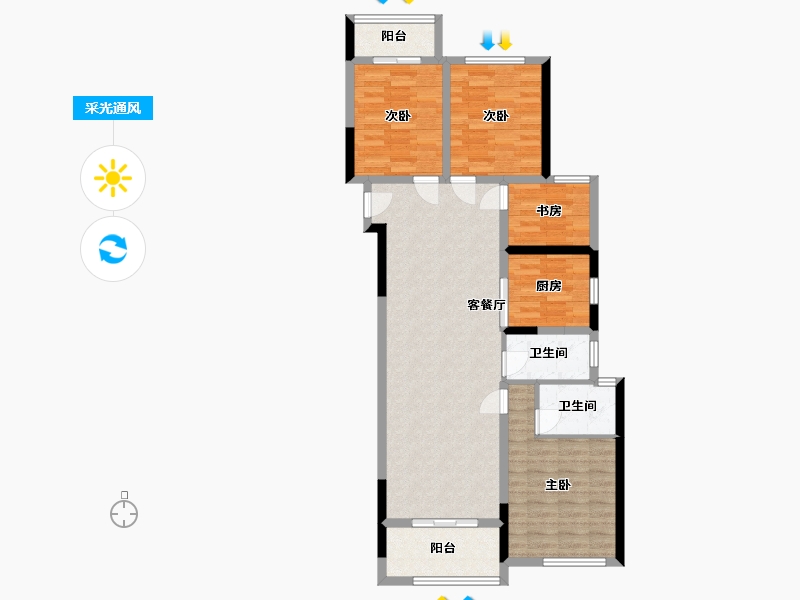 湖南省-长沙市-中海珑悦府8号楼建面132m²-100.14-户型库-采光通风