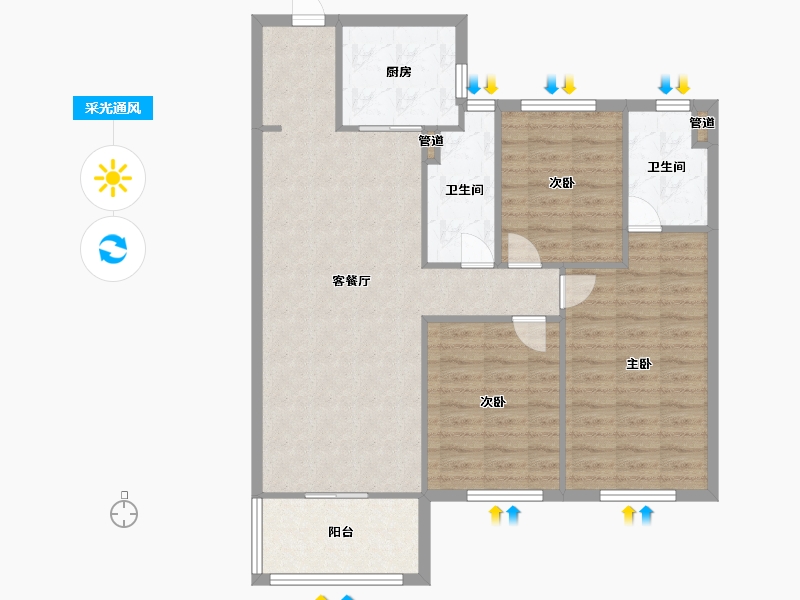 湖南省-长沙市-中海珑悦府10栋,11栋,3号楼建面115m²-92.00-户型库-采光通风