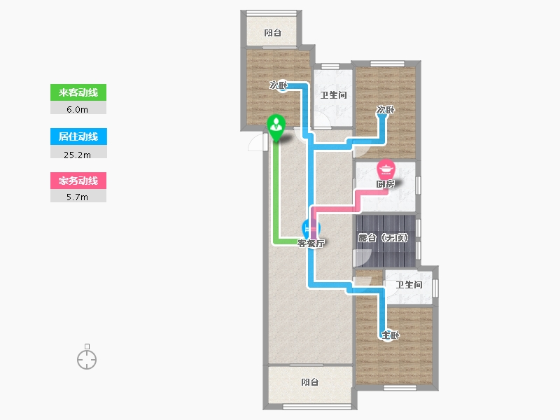 湖南省-长沙市-中海珑悦府10栋,11栋建面135m²-108.00-户型库-动静线