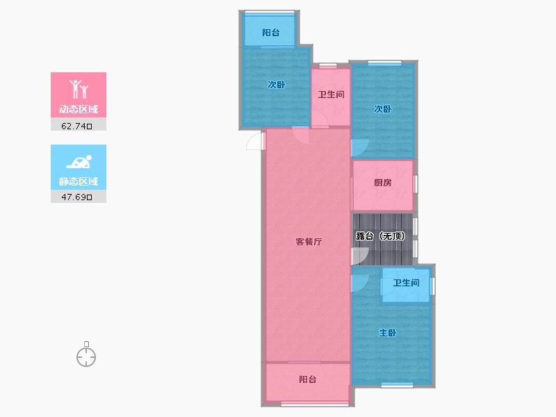 湖南省-长沙市-中海珑悦府10栋,11栋建面135m²-108.00-户型库-动静分区