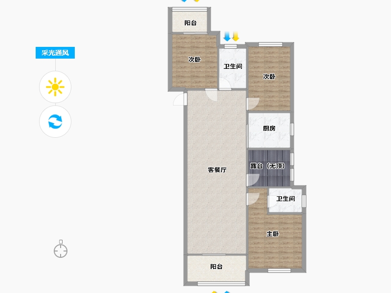 湖南省-长沙市-中海珑悦府10栋,11栋建面135m²-108.00-户型库-采光通风