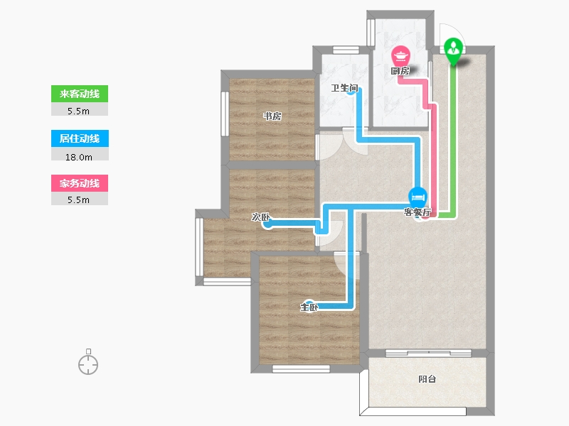 湖南省-长沙市-中建嘉和城凤凰台4号楼,5号楼建面100m²-72.54-户型库-动静线