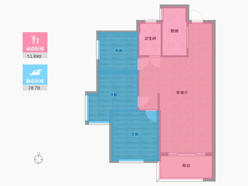 湖南省-长沙市-中建嘉和城凤凰台4号楼,5号楼建面100m²-72.54-户型库-动静分区